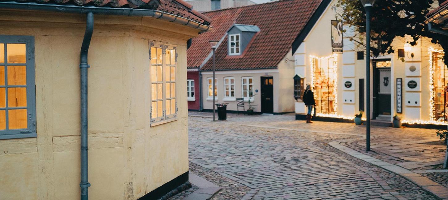vinterstemning i det gamle kvarter