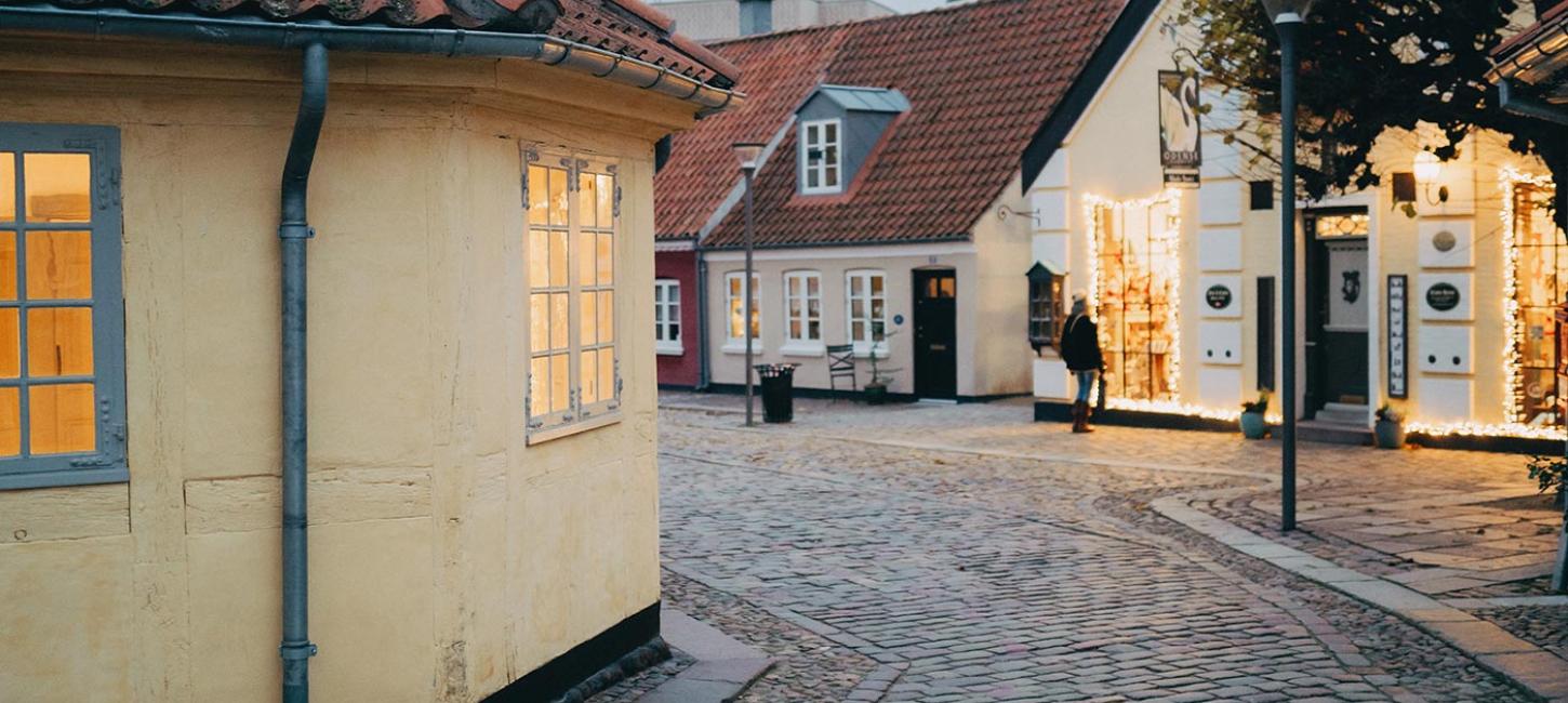 vinterstemning i det gamle kvarter