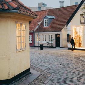 vinterstemning i det gamle kvarter