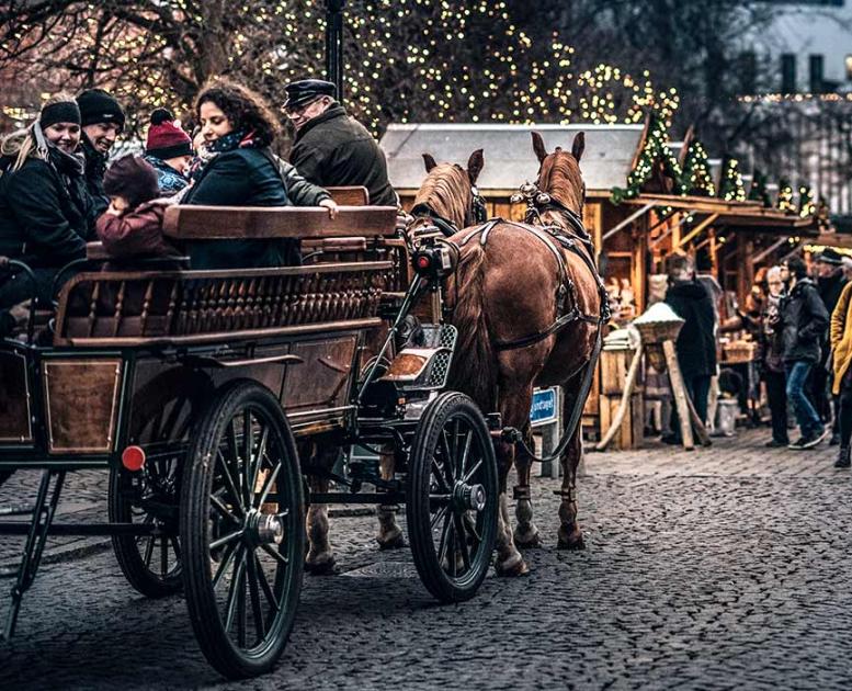 Hestevogn på julemarkedet